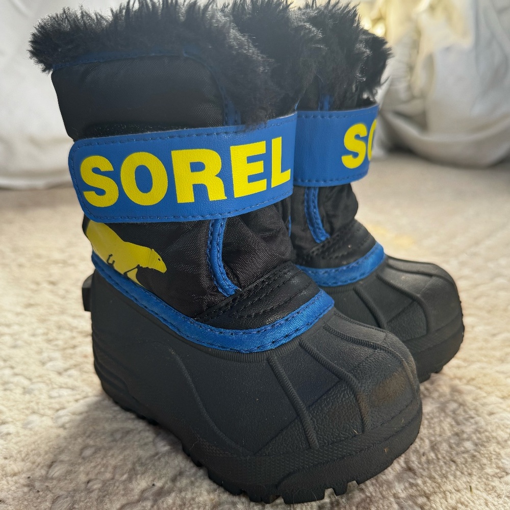 Sorel Snow Commander™ Toddler Boot, Size 5, Color Black/Super Blue